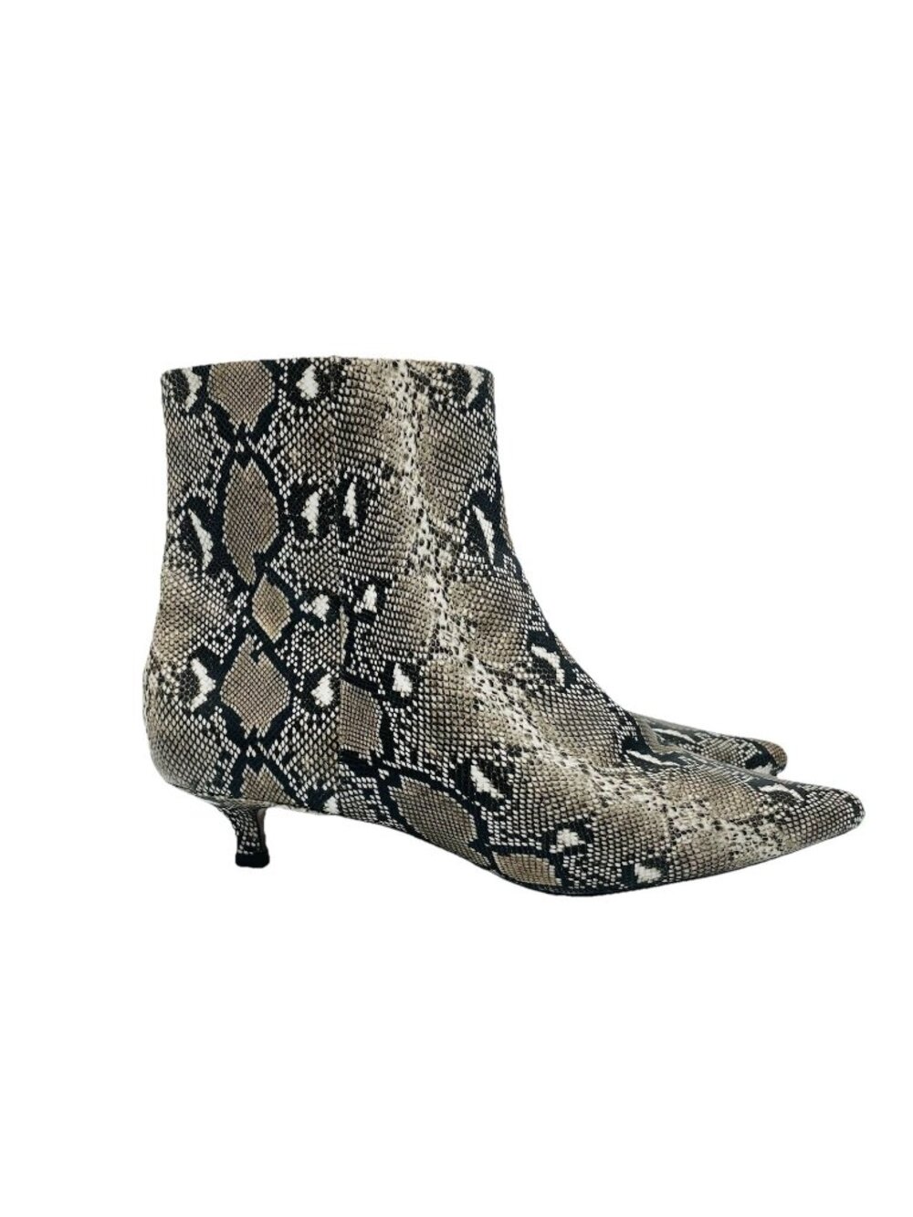 Aldo Shoes Womens Size 9 Snak e Print Kitten Heel Zip Ankle Booties Comfort